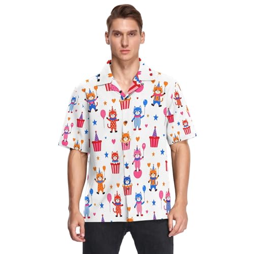 Chemise hawaïenne manches courtes homme en tissu léger imprimé chat