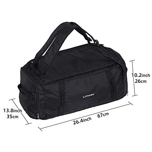 60L 3-Way Travel Duffel Bag Laptop Backpack Water Resistant Fits 15.6 Inch Laptop for Travelling Camping Touring