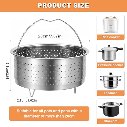 Miniatura 2 de Mfusul Inserto Vaporizador Acero Inoxidable 304, Inserto Para Olla 20 Cm Con Asa, Colador Para Ollas Y Ollas A Presión Para Cocinar Al Vapor Verduras, Frutas Y Huevos