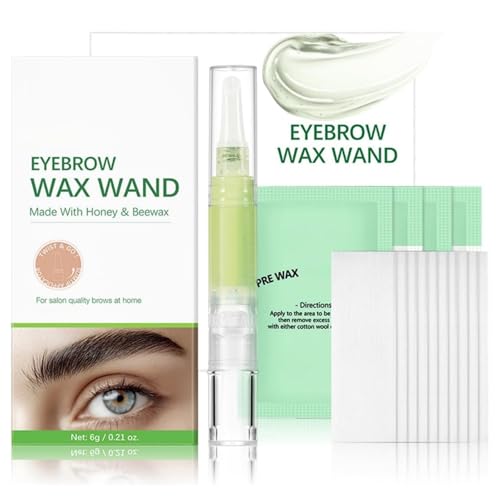 Image of Eyebrow Wax Pen,Eyebrow Wax Kit,Eye-brow Wax Strips,Quick Hair Removal Facial,Shape Eyebrows,Hair Removal Kit For Upper Lip,Brows,Chin,Includes Pen 6g,10 Reusable Cotton Strips And 4 Pre-Wax Wipes