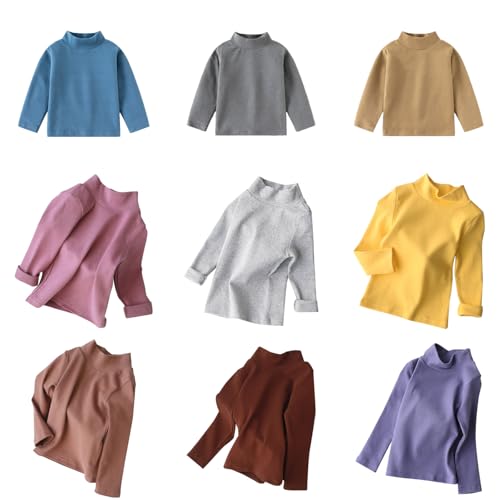 Betadog Little & Big Kids Soft Cotton Midweight Long Sleeve Turtleneck Shirts Fall Winter Clothes (Black, 9-10 Years)