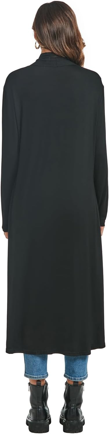 AvaCostume Womens Casual Lightweight Drae Long Sleeves Cardigan Front Open Maxi Dusters - Image 2