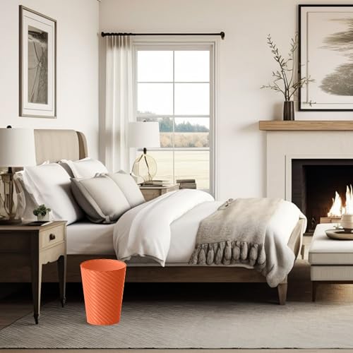 Image of Lysam Bathroom Trash Can, 3 Pack 1.8 Gallons Small Trash Can with Trash Bags, Bathroom Garbage Can, Plastic Trash Bin, Round Waste Basket for Bedroom, Office, Kitchen, Compact Space (Orange)