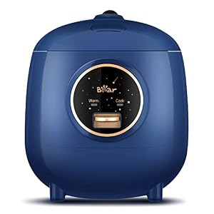 Bear Mini Rice Cooker, 2-Cup Uncooked, Nonstick, Keep Warm, BPA Free, Blue | Portable 1.2L nonstick small rice cooker for travel, dorm, single serve, One-touch operation, Removable pot, Auto keep warm