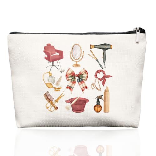 EKGJW Chrisamas Hairstylist Gifts Women Makeup Bag Red checkered Bow Make Up Bag, Cosmetic Bags for Hairstylists, Hairdresser Gifts for Cosmetology Student Teen Girls