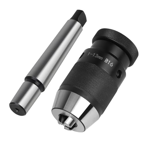 EFUTURETIME Schnellspannbohrfutter B16, 1-13mm, mit Kegeldorn MT2, Bohrfutter MK2 für Drehmaschine Standbohrmaschine Tischbohrmaschine
