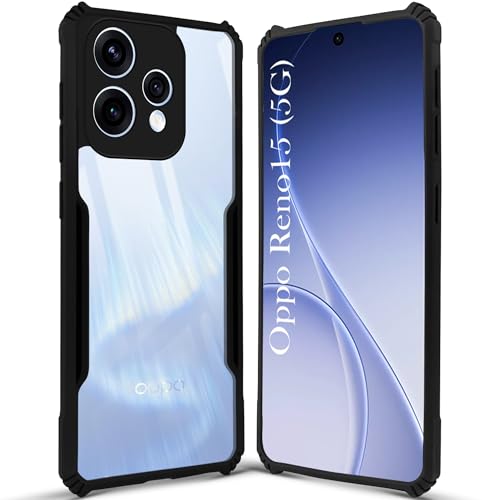 Image of Jkobi Hybrid Back Cover Case for Oppo Reno15 5G | Oppo Reno 15 5G (Shockproof with Polycarbonate Clear Panel | Professional Black)