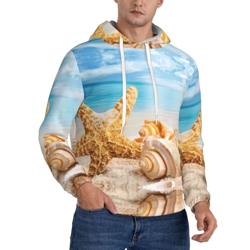 Sweat à capuche polaire homme pull chaud imprimé marine avec cordon de serrage