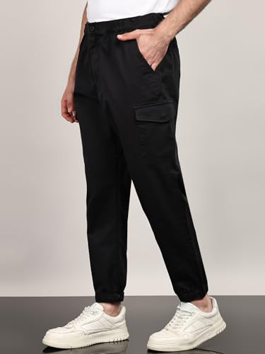 Image of Alan Jones Men's Cargo Jogger Pants | Regular Fit Tapered Joggers with Elastic Waist & Hems | Cotton Stretch Utility Pocket Track Pants | Casual Everyday Wear