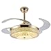 YHQSYKS Ventilateur de Plafond en Cristal rétractable Golden Invisibility Lustre de Ventilateur Silencieux à LED avec télécommande Ventilateur de Plafond de Chambre européenne avec lumière 42 Pouces