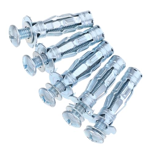 Generico 5 Pz ancoraggio per muro cavo staffe per tende Ancoraggio per muratura cava ancoraggio a parete ancoraggio per porta cavo bullone ad occhio viti bulloni acciaio al carbonio Silver