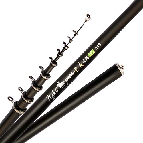 Canne à Pêche Portable Rock - 2.4m 3.6m 4.5m 5.4m 6.3.0M 7.2m - Télescopique en Fibre de Carbone Ultra-léger Pour Carpe et Mer (7.2 m)