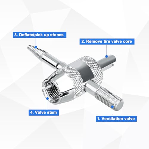 Image of BOXOB 8pcs 4-Way Tyre Valve Stem Core Removal Tool, 4 in 1 Multifunctional Tire Valve Core Remover Tire Stem Puller for Bicycle Bike Automobile Car