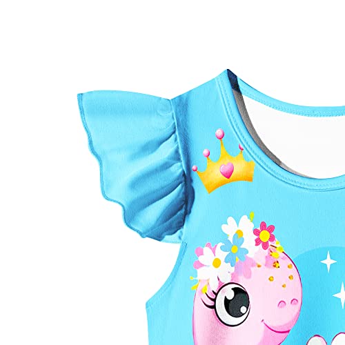Lqsz Girls Nightgowns Dinosaur Nightdress Nightie Sleepwear Pajamas Flutter Short Sleeves Nightgowns For Little Girls 6 7T #TOP5