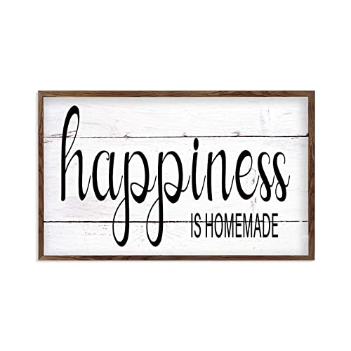 Plaque murale vintage bois cadre suspendre decoration salon retro Happiness Is Homemade 30x56cm