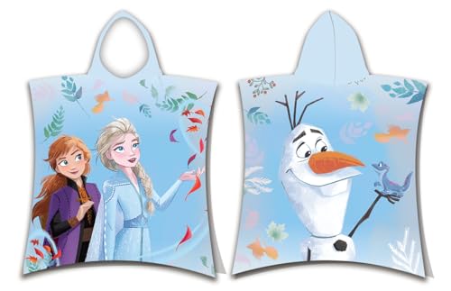 Disney - Poncho De Douche Avec Capuche En Coton la Reine Des Neiges - Bleu - 50 X 115 Cm