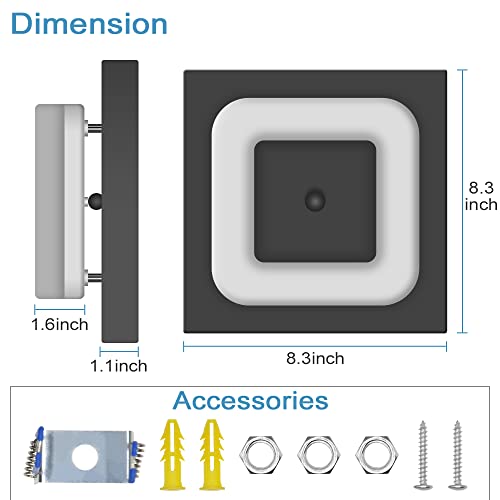 Artpad 7.86In Modern Black Flush Mount Led Ceiling Light Fixture Adjustable Color Temperature 3000K/4000K/6000K Selectable Ceiling Lights For Hallways Balcony Cloakroom Washrooms Stairwell #TOP2