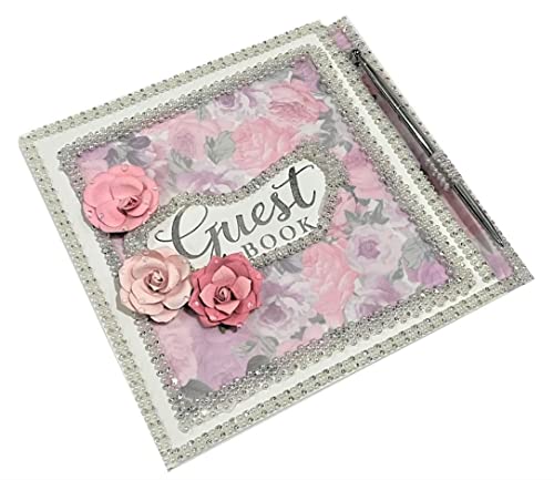 Rose Flower Guest Book For Signature Book All Occasion Birthday, Wedding Sweet 16 Quinceanera