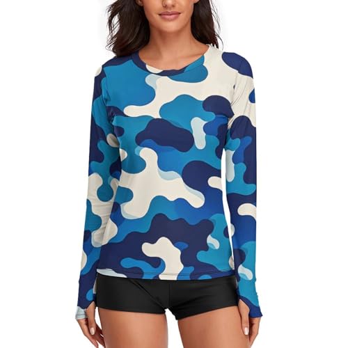 Chemise de soleil rando et entraînement camouflage bleu outdoor