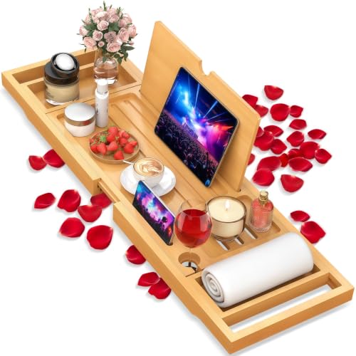 Bextsware Bamboo Bathtub Caddy Tray