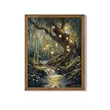 Urmoya Vintage Forest of Fairy Nature Wall Art, Landscape Tree Wall Decor, Cottage Core Art Prints for Living Room Bedroom Office Home Decoration 8x10 inch Wood Framed Ready to Hang