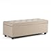SIMPLIHOME Hamilton 48 inch Wide Transitional Rectangle Storage Ottoman in Natural Linen Look Fabric, Assembled, For the Living Room, Entryway and Family Room