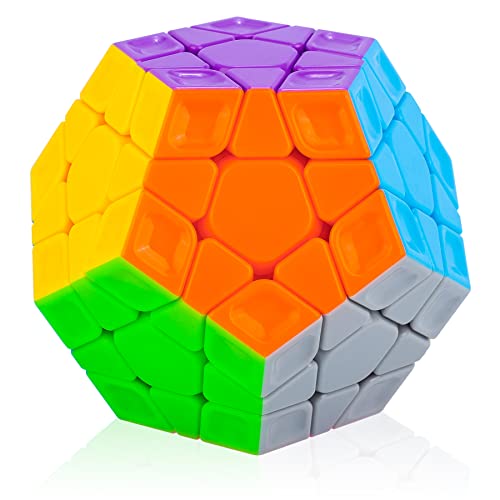 Cooja Megaminx Speed Magic Cube, Puzzle Magique Cube de Vitesse sans Autocollant, Durable Lisse Rapide Facile à Tourner Jouets pour Garçons Filles Cover