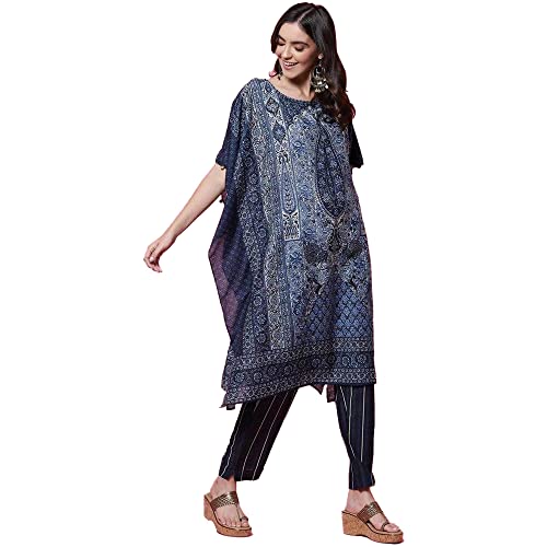 Image of BIBA Women Polyester Straight Printed Suit Set