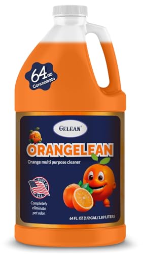 Multi Purpose Cleaner Pet Odor eliminator 64oz - Concentrate MAKES 32 GALLON - MADE IN USA- pH Neutral - Strong Floor Cleaner Odor eliminator - Stain Remover Cleaner & Deodorant (64 Fl Oz Orangelean)