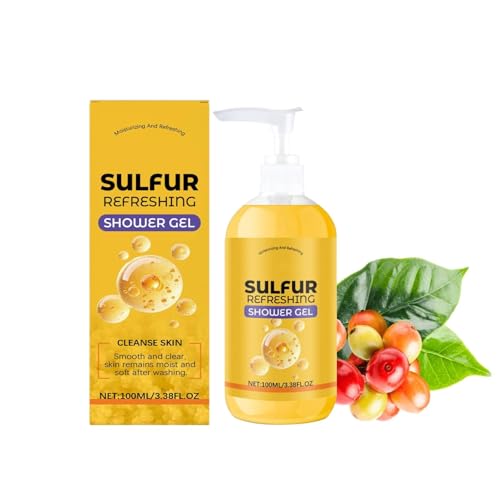 Sulfur Refreshing Shower Gel, Natural Moisturising Body Wash for Men, 100ML Energising Shower Gel, Fresh, Suitable for Hair and Body, Long Lasting Fragrance, for All Skin Types (1)