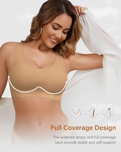 Image of Wireless Bras for Women No Underwire Seamless Full Coverage T-Shirt Bra