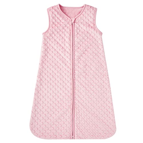 Image of DaysU Baby Sleep Sack with Plush Dots 0-6 Months, 2.5 TOG Sleeveless Baby Wearable Blanket with 2-Way Zipper, Sleeping Bag for Infant Newborn, Pink