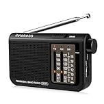 Retekess V117 Portable Radio,Battery Radio,FM AM SW 3-band with Best Reception,Earphone Jack,Antenna,Large Knob, Simple for the Elderly(Black)