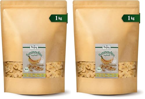 Biojoy Chips de Plátano Ecológico (1 kg), horneados en aceite de coco, sin azúcar añadido y sin azufre (Paquete de 2)