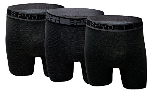 Spyder Performance Mesh Mens Boxer Briefs Sports Underwear 3 Pack For Men (Large, Black/Black/Black)2