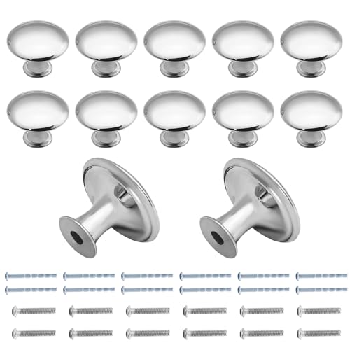 Jiozermi 12 Pcs Silver Round Antique Brass Kitchen Cabinet Knobs