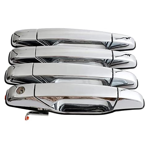 Nakuuly Exterior Chrome Door Handle 4 PCS Front Rear Driver & Passenger Compatible with 2007-2014 Cadillac Escalade Chevy Avalanche Silverado Suburban GMC Sierra Yukon OE # 22738722 22738721 20828258 Cover