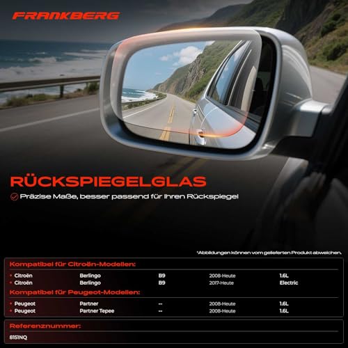 Rétroviseur droite convexe chauffable Berlingo B9 Partner remplace 8151NQ - 3