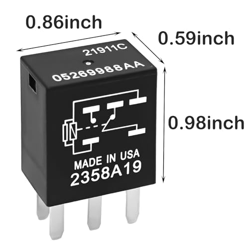Relay 05269988AA (Pack of 4), 5 Pins 12V 10A Automotive Multipurpose Relay Compatible for Chrysler, Dodge, Jeep, and Plymouth Vehicles