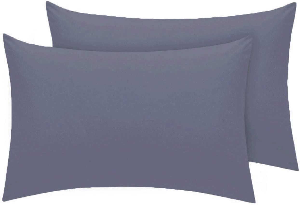 Comfy Nights Pack Of 4 PollyCotton Plain Dyed Easy Iron HouseWife Pillow Cases (Grey)