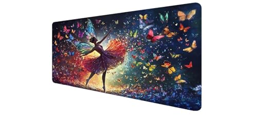 Tapete escritorio con costuras reforzadas y diseño artístico de mariposa duradero