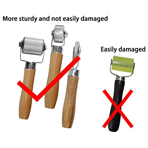 Car Sound Deadening Hand Roller Sound Noise Insulation Tool 3PCS For Auto Noise Roller Car Sound Deadener Application Installation Tool Rolling Wheel Interior Accessories Working Area with Wood Handle - Thumbnail 4
