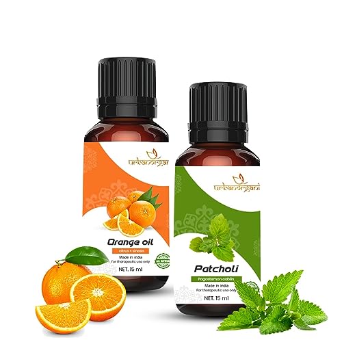 Image of Essential Oil Combo, Orange-Patchouli, 15ML | 2 Pack, For Hair & Skin, Natural Therapeutic Grade, Undiluted Oil