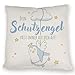 Produktbild Schutzengel-Pinguin Kissen in blau mit Spruch Passe Immer auf Dich auf EIN niedliches DekoKissen für die Couch KuschelKissen Pinguin Kinder Motiv Gesundheit Engelsflügeln Sofa