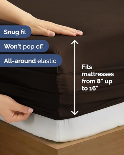 Image of King 6 Piece Bed Sheet Set - Breathable & Cooling Sheets - Chocolate Brown