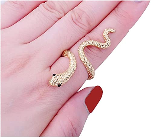 Wll Retro Personalized Snake Adjustable Open Rings Punk Gothic Snake Finger Ring For Women Simple Charm Animal Jewelry(D:textured Gold) #TOP4