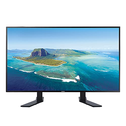 Image of SAFWE TVBS 4055 Universal Metal Tabletop TV Stand Base | Compatible with Most 32 to 55 Inch LCD LED Televisions | Unique Feet Design | 200 to 400 mm VESA Support | Holds up to 50 Kg (Black)