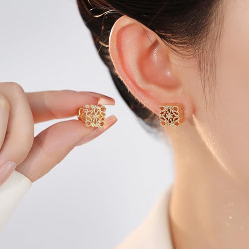 Vintage hollow pattern small fragrance earrings, high-grade sense of light luxury earrings4