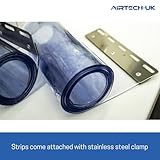 AirTech-UK PVC Strip Curtain Door Kit 1 x 2 meters Coldroom Warehouse Catering Vinyl Clear Plastic with 5 Strips (2mm Thick and 200mm Wide), Stainless Steel Rail and Clamps - Image 5