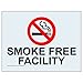 ComplianceSigns.com Smoke Free Facility Front-Stick Window Cling, 5x3.5 inch 4-Pack Clear Vinyl for No Smoking